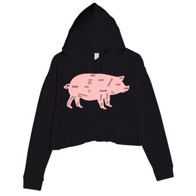 Pig Pork Bacon Chart Crop Fleece Hoodie