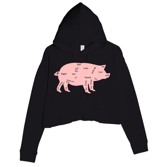 Pig Pork Bacon Chart Crop Fleece Hoodie