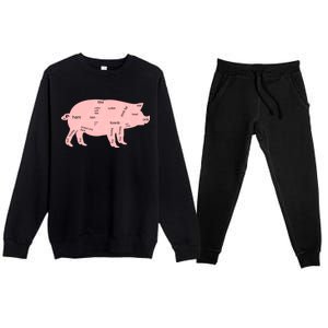 Pig Pork Bacon Chart Premium Crewneck Sweatsuit Set