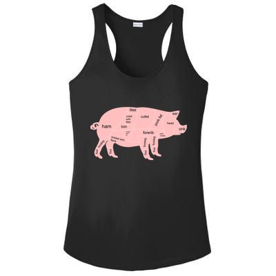 Pig Pork Bacon Chart Ladies PosiCharge Competitor Racerback Tank