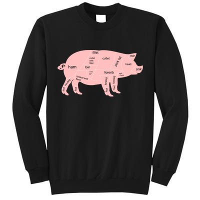 Pig Pork Bacon Chart Tall Sweatshirt