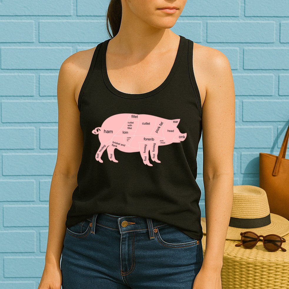 Pig Pork Bacon Chart Womens Tank Top