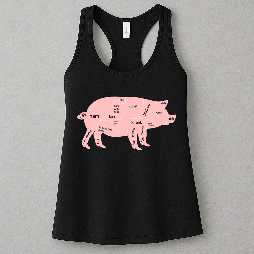 Pig Pork Bacon Chart Womens Tank Top