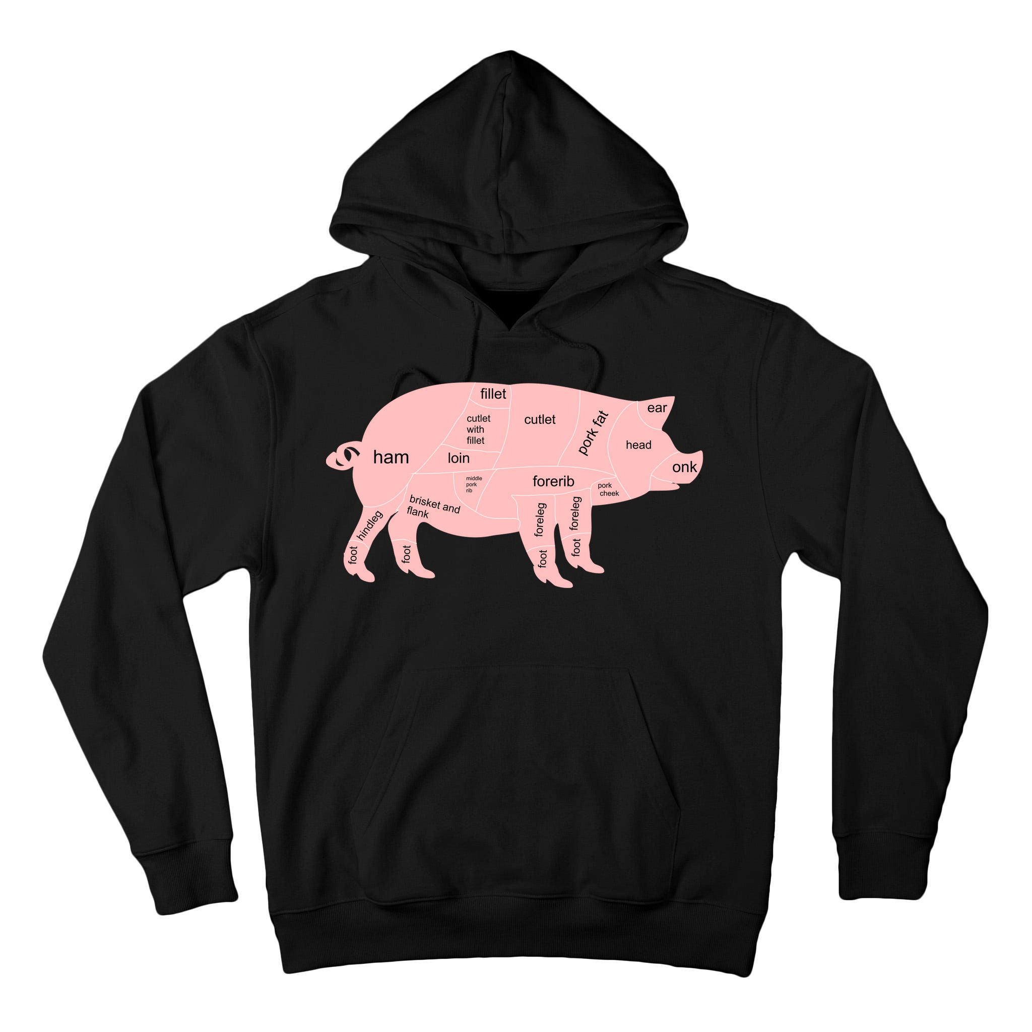 Pig Pork Bacon Chart Tall Hoodie