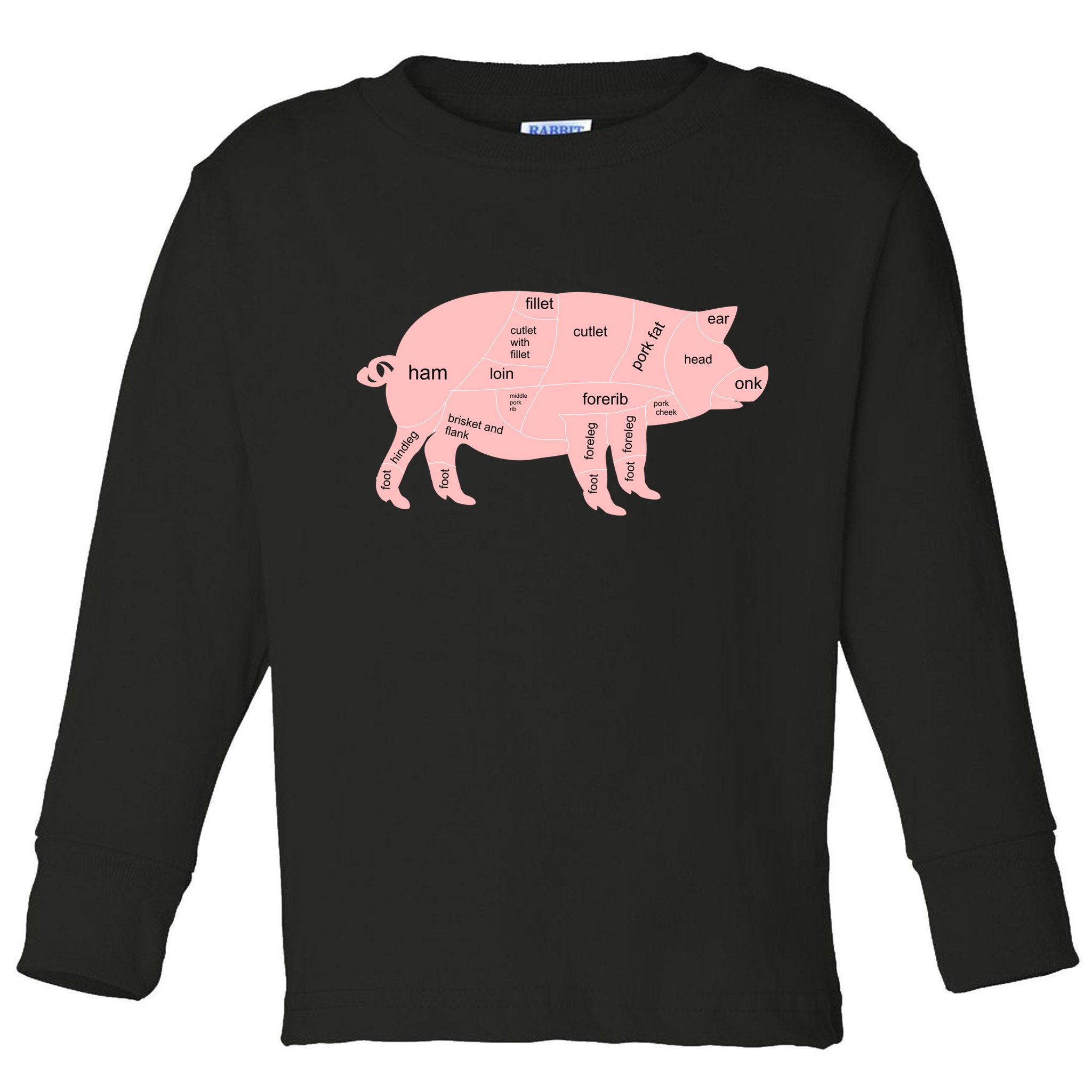 Pig Pork Bacon Chart Toddler Long Sleeve Shirt