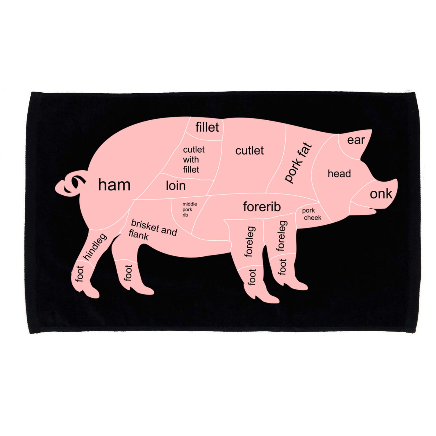 Pig Pork Bacon Chart Microfiber Hand Towel