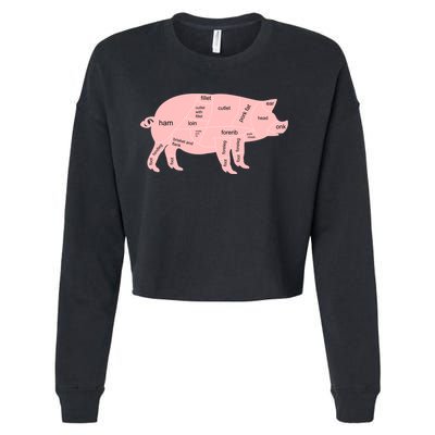 Pig Pork Bacon Chart Cropped Pullover Crew