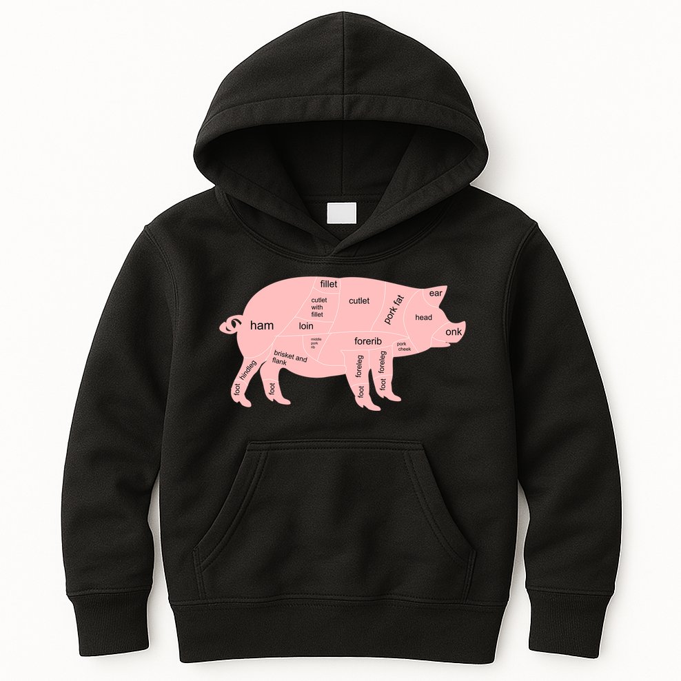Pig Pork Bacon Chart Kids Hoodie