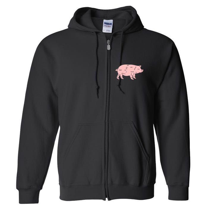 Pig Pork Bacon Chart Full Zip Hoodie