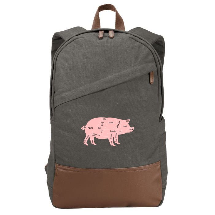 Pig Pork Bacon Chart Cotton Canvas Backpack