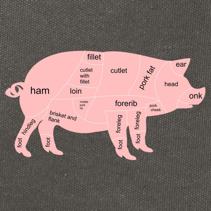Pig Pork Bacon Chart Cotton Canvas Backpack