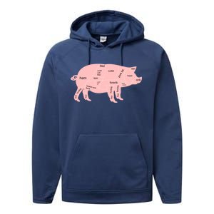 Pig Pork Bacon Chart Performance Fleece Hoodie