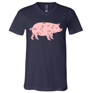 Pig Pork Bacon Chart V-Neck T-Shirt