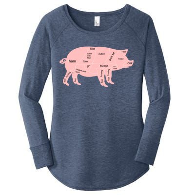 Pig Pork Bacon Chart Women's Perfect Tri Tunic Long Sleeve Shirt