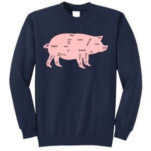 Pig Pork Bacon Chart Tall Sweatshirt