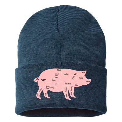 Pig Pork Bacon Chart Sustainable Knit Beanie