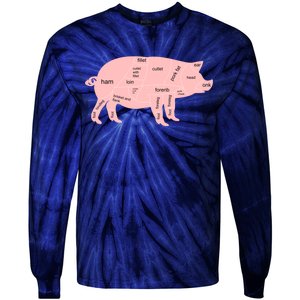 Pig Pork Bacon Chart Tie-Dye Long Sleeve Shirt