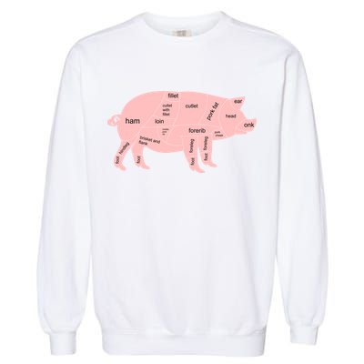 Pig Pork Bacon Chart Garment-Dyed Sweatshirt