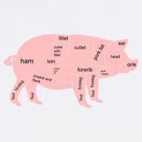 Pig Pork Bacon Chart Garment-Dyed Sweatshirt
