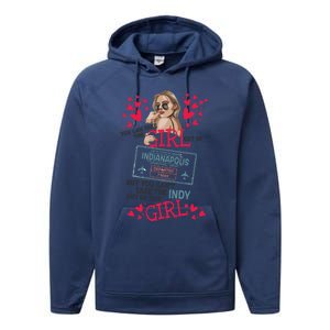 Proud Indianapolis Gift Travel Queen From Indianapolis Gift Performance Fleece Hoodie