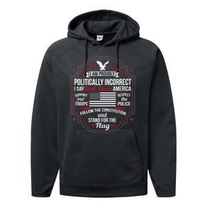 Politically Incorrect God Bless America Conservative Performance Fleece Hoodie