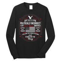 Politically Incorrect God Bless America Conservative Long Sleeve Shirt