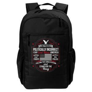 Politically Incorrect God Bless America Conservative Daily Commute Backpack