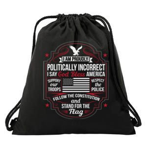 Politically Incorrect God Bless America Conservative Drawstring Bag