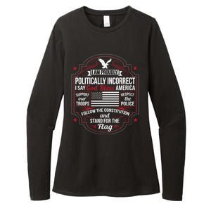 Politically Incorrect God Bless America Conservative Womens CVC Long Sleeve Shirt