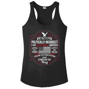 Politically Incorrect God Bless America Conservative Ladies PosiCharge Competitor Racerback Tank