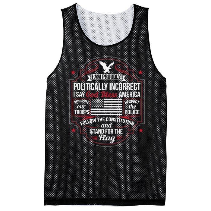 Politically Incorrect God Bless America Conservative Mesh Reversible Basketball Jersey Tank