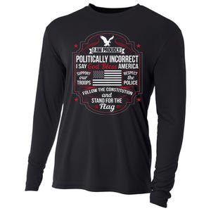 Politically Incorrect God Bless America Conservative Cooling Performance Long Sleeve Crew