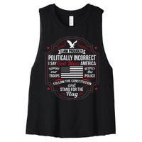 Politically Incorrect God Bless America Conservative Women's Racerback Cropped Tank