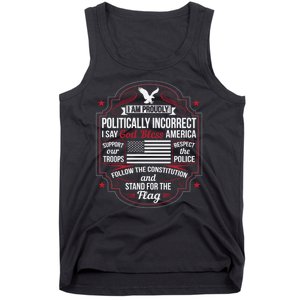 Politically Incorrect God Bless America Conservative Tank Top