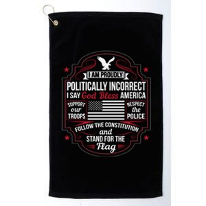 Politically Incorrect God Bless America Conservative Platinum Collection Golf Towel