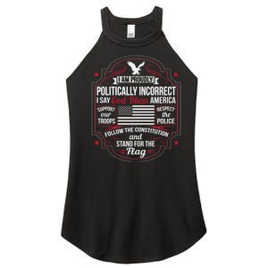 Politically Incorrect God Bless America Conservative Women's Perfect Tri Rocker Tank