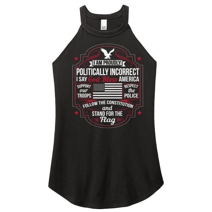 Politically Incorrect God Bless America Conservative Women's Perfect Tri Rocker Tank