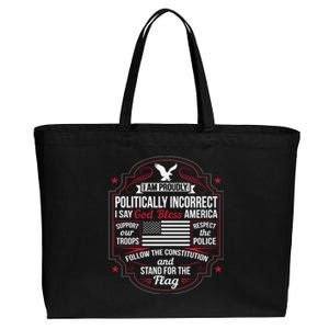 Politically Incorrect God Bless America Conservative Cotton Canvas Jumbo Tote