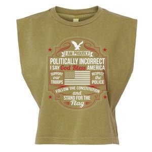 Politically Incorrect God Bless America Conservative Garment-Dyed Women's Muscle Tee