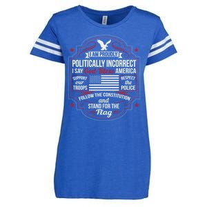 Politically Incorrect God Bless America Conservative Enza Ladies Jersey Football T-Shirt