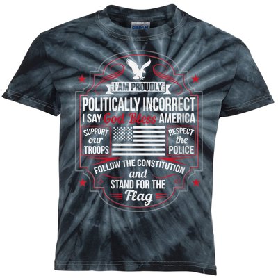 Politically Incorrect God Bless America Conservative Kids Tie-Dye T-Shirt