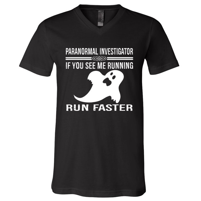 Paranormal Investigator Ghost Hunting V-Neck T-Shirt