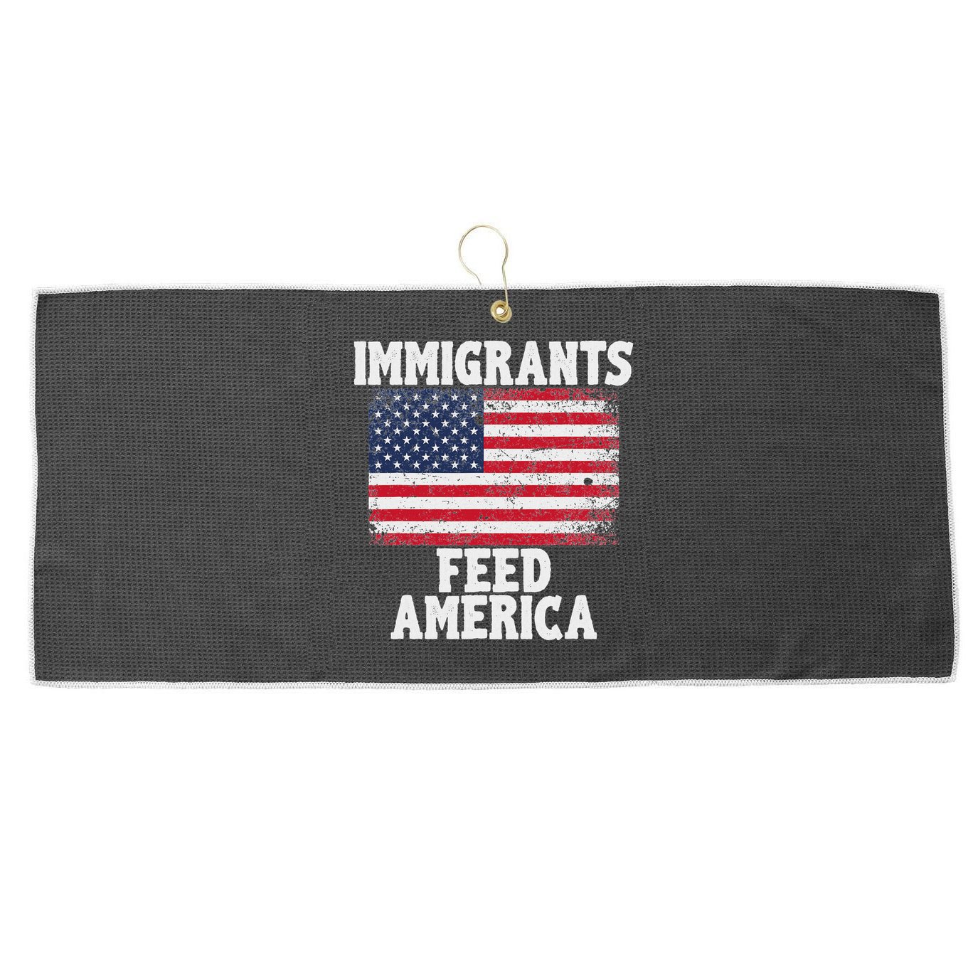 Pro Immigration Gift Immigrants Feed America Large Microfiber Waffle Golf Towel