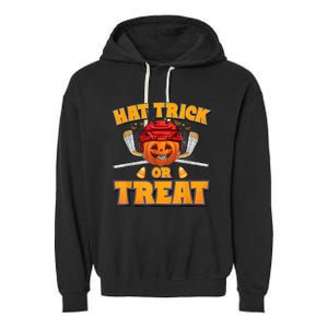 Pumpkin Ice Hockey Player Halloween Costume Garment-Dyed Fleece Hoodie