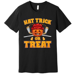 Pumpkin Ice Hockey Player Halloween Costume Premium T-Shirt