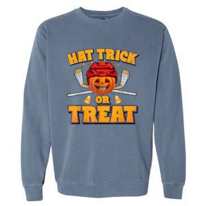 Pumpkin Ice Hockey Player Halloween Costume Garment-Dyed Sweatshirt