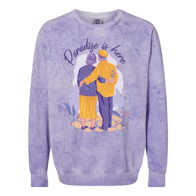 Paradise Is Here Alder Couple Colorblast Crewneck Sweatshirt