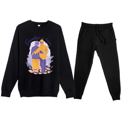 Paradise Is Here Alder Couple Premium Crewneck Sweatsuit Set