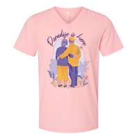 Paradise Is Here Alder Couple V-Neck T-Shirt