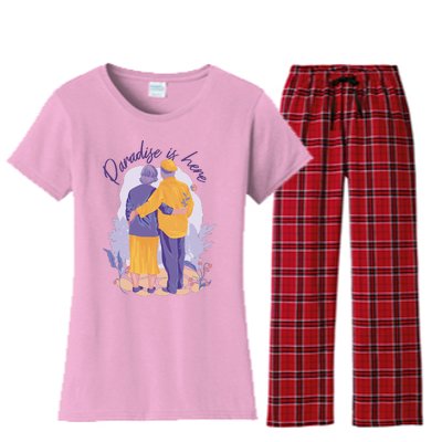 Paradise Is Here Alder Couple Women's Flannel Pajama Set